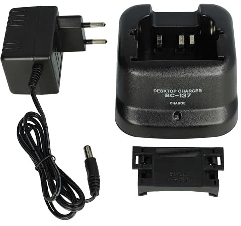 vhbw Dual-Ladegerät kompatibel mit Icom IC-F30GS, IC-F30GT, IC-F22SR, IC-F30FS Funkgerät-Akkus - Ladestation + Netzteil