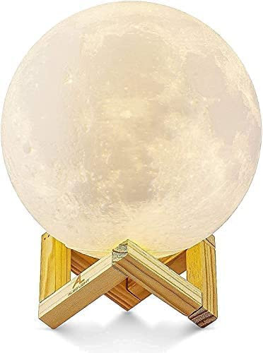 DS Living Lámpara de luna 16 luces nocturnas multicolor USB para niños, regulable, LED 3D con control remoto (lámpara de luna de 8 cm)