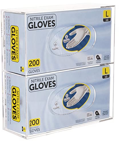 KOEMEHR Acryl Wandhalterung für Handschuhe (für 2 Boxen) – Handschuhhalter für Einweghandschuhe – Handschuhspender für Einmalhandschuhe mit Montagezubehör