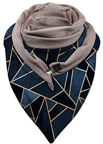 Generic Dreiecksschal Damen Wärmende Schal mit Knopf Soft Wrap Dreieckstuch Wintermode Schneeflockendruck Knopfschals Lässige Herbstschal Winterschal Poncho Cape Wickelschal