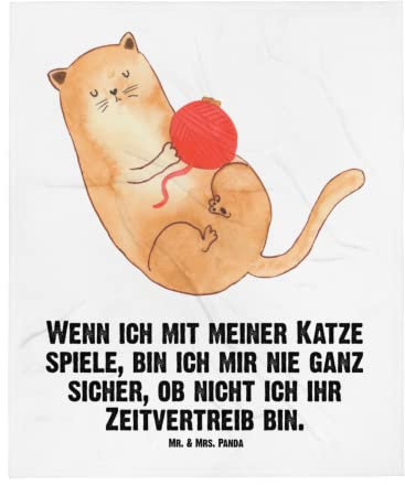 Mr. & Mrs. Panda Wohnzimmerdecke Katze Wolle - Geschenk, Fleecedecke, Gemütlich, Spielen, Decke, Haha, Cat, Tagesdecke, Katzen, Wohndecke, Dekoration