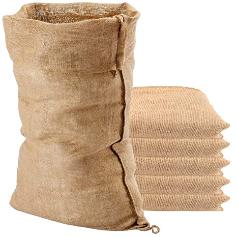 KOHAND 6 Stück 50 x 80 cm natürliche Sackleinen-Säcke, 25 kg Sackleinen-Jutesack, großer Jute-Sack, Sackleinen-Sack für Kartoffeln, Gemüse, Kaffeebohnen, Pflanzenschutz und Dekoration, Braun