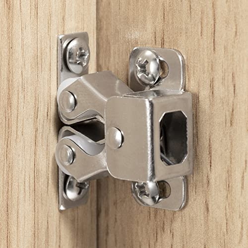 Keenkee 2 PCS Cabinet Latch Double Roller Catch Hardware for Cupboard Closet Cabinet Door Latches and Catches, Nickel