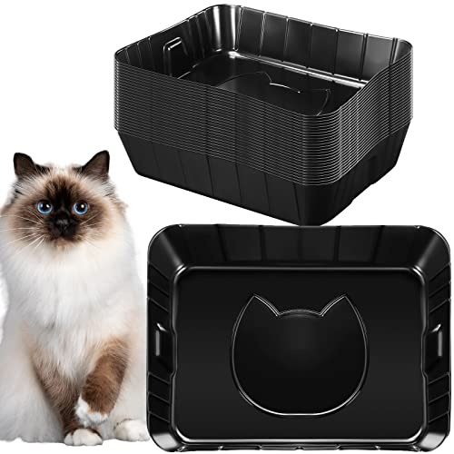 Bokon 25 Count Disposable Litter Box for Cats Large, Black