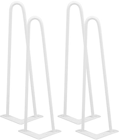 HUOLE DIY Pieds pour Table Pied de Chaise,Pied de Deux Colonnes en Epingle à Cheveux,Pied de Banc/Pied de Bureau rectangulaire,Pieds de Bureau ou Pieds de Table à Manger (4PC -41cm (Blanc))
