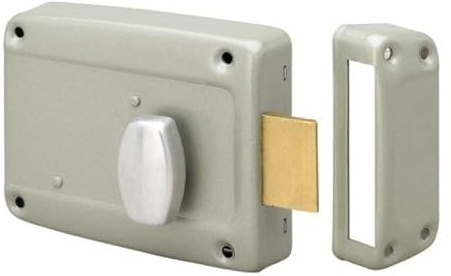 Serrure de porte de garage en applique horizontale à cylindre et bouton intérieur 6903 main droite