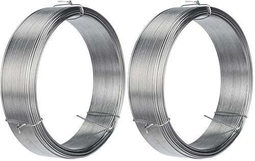 Merriway BH00325 Galvanised Coated Garden Wire, 1.25mm Metres (162.5ft) 16 Gauge 3/64 inch Thickness, Grey, 1.25 mm x 50 m (Pack of 2)