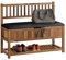 SoBuy FSR150-N Schuhbank Truhenbank Sitzbank mit Lehne Schuhregal Garderobenbank Dielenbank Bettbank Schuhtruhe Sitzkommode BHT ca. 90x75x35cm