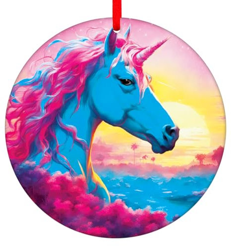 SICOHOME Einhorn Weihnachtsschmuck Regenbogen Einhorn Frohe Weihnachten Ornament für Kinder Einhorn Weihnachtsdekorationen für Weihnachtsbaum Mädchen Ornamente Einhorn Ornamente für Mädchen Pferd