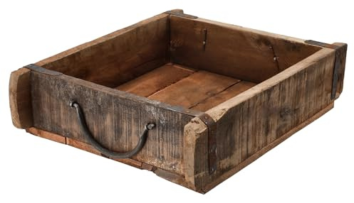 Meinposten Tablett Landhaus Holzkasten Holz Kiste Kasten 31x25 cm Ziegelform XXL Ziegelkasten Vintage Box Dekokiste Dekotablett