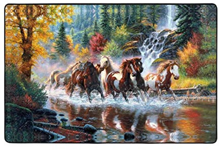 JAYWIS Teppich mit Pferdemotiv, rutschfest, für Wohnzimmer, traditioneller Teppich, 91,4 x 61 cm, 183,9 x 121,9 cm