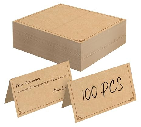 Lot de 100 cartes de placement en papier kraft, petites cartes vierges pour tente délicate, design simple, cartes d'escorte pour mariage, table, dîners, réceptions (chacune mesure 5,1 x 8,9 cm)