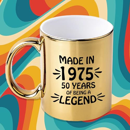 50th Birthday Gift idea, Gold Mug 11 oz Coffee Mug for Men and Women Turning 50 Years Birthday Celebration Cup, Best Gift for Mum, dad, Friend Teacher or Anyone