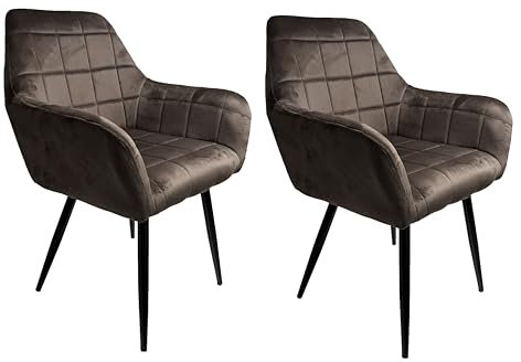 Krok Wood 2X Wilhelm - Esszimmerstuhl, Wohnzimmerstuhl, Bürostuhl, Metallbeine (Dunkelbraun, 2-er Set)