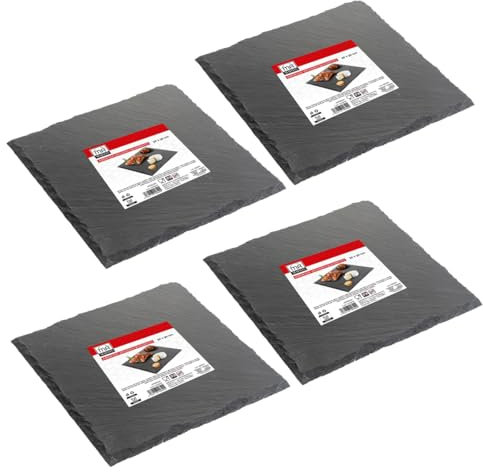 Maury's set di 4 vassoi Realizzati in Ardesia AntraciteIdeali per Antipasti, Dessert o Aperitivi : Il Must Have per ogni Occasione! (QUADRATO- 30X30 CM)