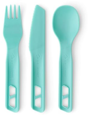 Sea to Summit Passage Camp Ménagère fourchette, cuillère et couteau Bleu océan