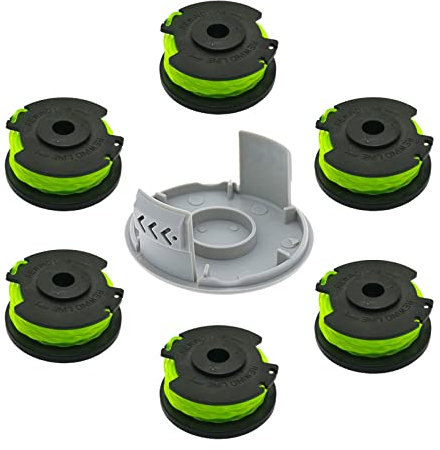 Bobine de fil de rechange pour débroussailleuse Ryobi RAC142 36 V, pour débroussailleuse RLT36B33 & RY36LT33A-0, 2 mm x 6,1 m (6 bobines + 1 capuchon)