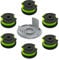 Rasentrimmerspule für Ryobi RAC142 36V, für RLT36B33 & RY36LT33A-0 Rasentrimmerspule Ersatz, 2 mm 6,1 m Spule (6 Spule + 1 Kappe)