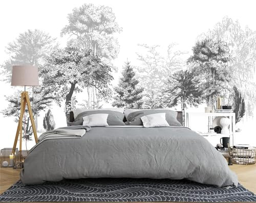 Naturempress Fototapete 3D Effekt Tapete Schwarzer Und Weißer Dschungelbaum Tapeten 3D Effekt Vliestapete Wohnzimmer Schlafzimmer Wandbilder Wanddeko