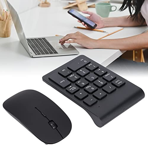 Jopwkuin Ensemble pavé Numérique et Souris sans Fil Plug and Play 2,4 GHz 1 200 DPI Portable, Léger, Peut être utilisé pour Les Ordinateurs Portables, la comptabilité, Les Banques, Les