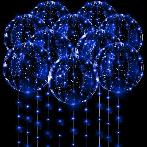 10 Pack LED Ballons,LED Luftballons Leuchtend,Leuchtende Luftballons,Leuchtende Ballons,Luftballons LED 20 Zoll,Luftballons Geburtstag mit Licht,Lichterketten für Geburtstag Valentinstag Party Dekor