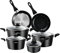 Topfset HOMELUX 10tlg Induktions Töpfe Set,Aluminiumguss Kochtopfset,Antihaftbeschichtung Pfannenset,Töpfe Set mit Deckel,PFOA frei Topfset Induktion für Induktion alle Herde,Schwarz