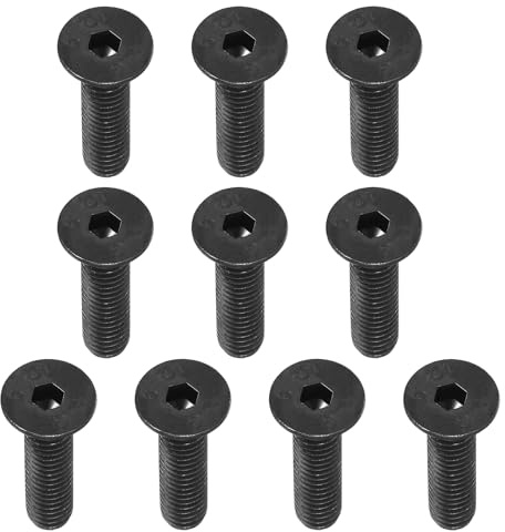 PATIKIL 3/8-16 x 1-1/2 Flat Head Socket Cap Screws, 10 Pack Flat Countersunk Bolts Carbon Steel Hex Socket Drive Machine Screws Full Thread Black Oxide Grade 10.9