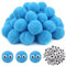 TOAOB 50 Stück Pompons zum Basteln Groß 5 cm Blau Pompom Flauschigen Plüsch set Bälle Kunst Bommel mit Selbstklebend Wackelaugen für Dekorieren Verzieren Nähen DIY Lustige Kreativen Handwerk