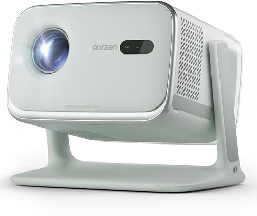Aurzen BOOM mini Google TV Smart Projector with WiFi and Bluetooth, 4K Supported Outdoor & Home Movie Projector with 20W Speakers DoIby Audio, Real-Time Focus & Keystone, 500 ANSI Lumens, Green