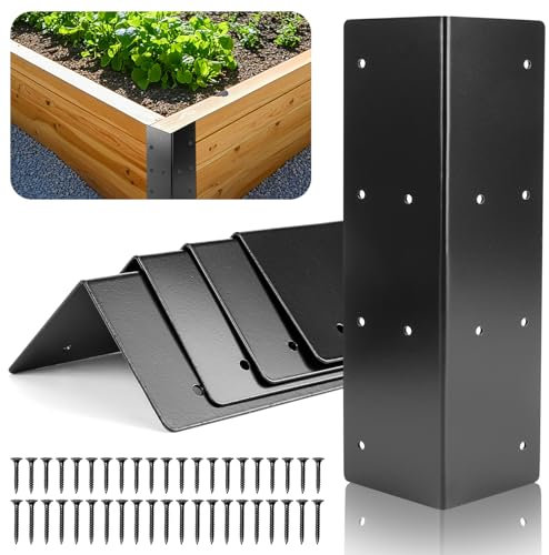 UCandy Eckwinkel für Hochbeet, 7,6 x 7,6 x 27,9 cm, Metall-Eckwinkel für 30,5 - 61 cm Gartenbeet, mit Schrauben für Holzrahmen, Blumen oder Gemüse, 4 Stück