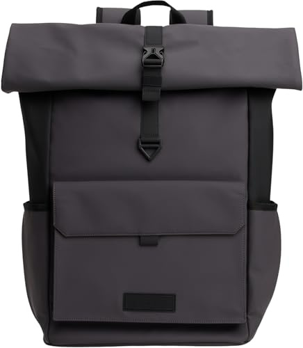 Tommy Hilfiger TH SEASONAL PU ROLLTOP ZAINO UOMO AM0AM13644 Zaino, Grigio (Grigio Antracite), Taglia Unica, Grigio (grigio antracite), One Size