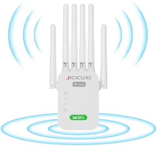WLAN verstärker WLAN Verstärker Steckdose WiFi Verstärker für bis zu 5.000 m² und 50 Geräte mit 6 Antennen Long Range Amplifier and Ethernet Port, Access Point,Weiß