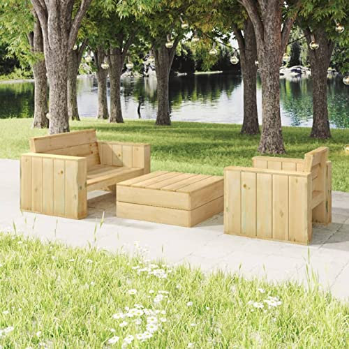 Fasba 3-TLG. Garten-Lounge-Set Imprägniertes Massivholz Kiefer, Lounge-Set aus Holz, Outdoor-Lounge-Set, Gartenmöbel, Lounge-Set aus Massivholz