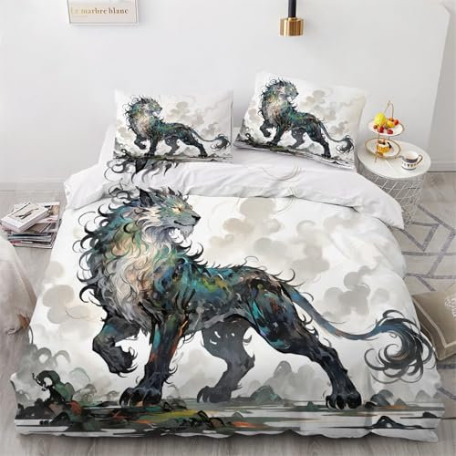 TMMDH Bettwäsche 135x341 Bettbezug Winter Bettwäsche-Sets Das Biest Muster Weich Hypoallergen Baby Bettwäsche Set mit 2 Kissenbezüge 80x80 cm, Geeignet für Jungen Mädchen Kinder