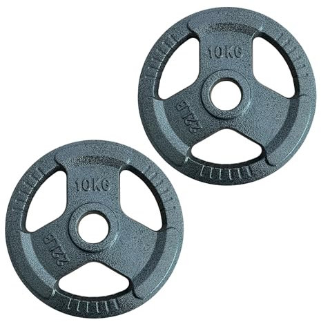 Chase Fitness Olympic Weight Plates, 2-Inch (2) TRI-GRIP Cast Iron, 1.25kg - 25kg (10KG X 2)