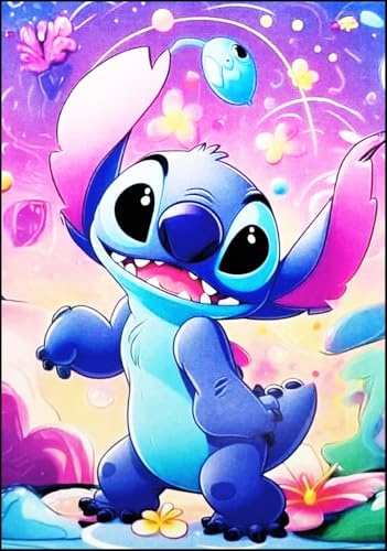 Disney Wand- oder Tischbild, Serie Cartoon Lilo und Stitch, Kunstdruck auf Holz, 30 x 21 cm