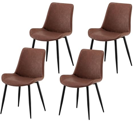Garvishk Garvis Esszimmerstühle 4er Set Polsterstühle mit Sitzkissen künstlicher Stoff Küchenstuhl Wohnzimmerstuhl Schminktisch Stuhl ergonomischer Stuhl (Braun)