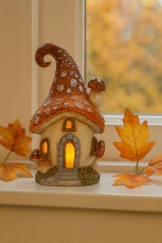 Pilzhaus mit LED - Licht Pilz Haus Deko Herbst (Pilzhaus links)