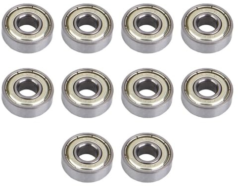 Tidevib 608ZZ Kugellager, 8 x 22 x 7 mm, 10 Stück, Lagerstähle mit Metall-Staubschutz für Elektromotor-Instrument, 8000 U/min, geräuscharm