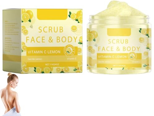 Lemon Vitamin C Body Scrub, Deeply Cleansing Scrub for Face & Body, Gentle Exfoliation for Dull, Moisturizing and Brightening, Improves Skin Texture, Softening & Smoothing Skin (1pcs)