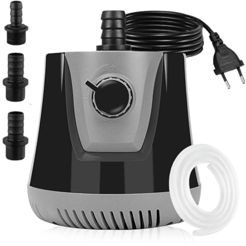 Pompa dell'acqua, pompa per acquario, 35 W, 2500 l/h, ultraleggera, mini pompa per laghetto con interruttore regolabile, tubo da 1 m e 3 ugelli per idroponica, fontana, stagno, acquari