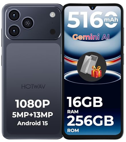 HOTWAV A17 Pro Max Téléphone Portable Débloqué 4G Android 15 Grand Écran 6.75 120Hz Longue Autonomie Batterie 5160mAh Caméra 13MP Stockage 128GB Extensible 1TB Octa Core Garantie 2 Ans Pas Cher