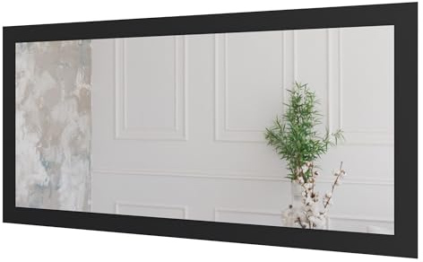 Doman Spiegel auf dekorativen Holzplatte 60x160 cm Anthrazit,Wandspiegel im modernen Stil mit elegantem Rahmen und Befestigung