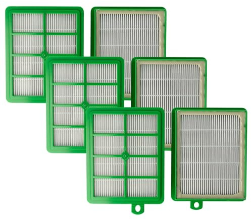 vhbw 6x Staubsaugerfilter kompatibel mit AEG Electrolux UltraSilencer AUS 3966, ZE346B, Z3347, VX7, VX8, VX6 Staubsauger - HEPA-Filter Grün Weiß