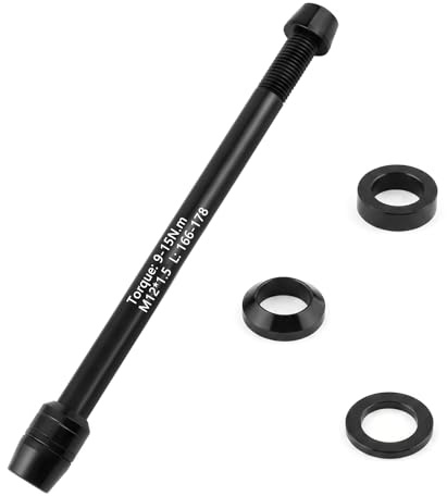 Asse a Rulli per Bicicletta Perno Passante Mtb M12 x 1.5mm Bici da Corsa | Trainer Thru Axle Perno Passante Lega Di Alluminio Nero per Trainer per Mountain Bike Bicicletta con Mozzo Posteriore