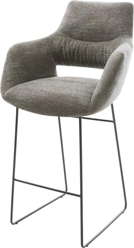 DELIFE Barstuhl Yago-Flex Kufengestell Metall Schwarz Bouclé Soft Schlamm Taschenfederkern