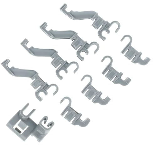 vhbw 9 tlg. Befestigungsklammerset kompatibel mit Siemens SMD53M72EU/92 | SMD63N22EU/C9 Geschirrspüler, Spülmaschine - Klammer für Unterkorb