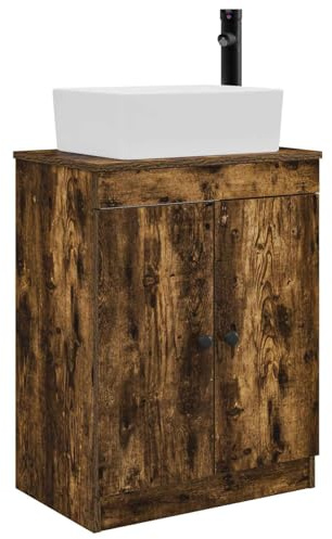 ULUYYUC Lavabo avec lavabo - 54 x 35 x 83 cm - Chêne fumé