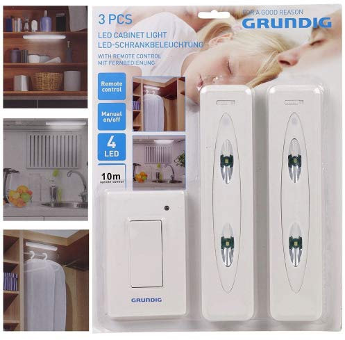 Grundig Remote Control Wireless Wall Ceiling Under Cabinet 4 LED Lights Kitchen