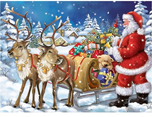 MXJSUA Diamond Painting, Diamant Painting Bilder, Diamond Painting Kinder, Diamond Painting Weihnachten DIY Diamant Snow Santa Erwachsene 5D Diamant Painting für Wand Dekoration 30x40cm Weihnachtsmann